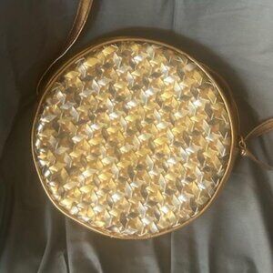 Circular Leather Weave Purse